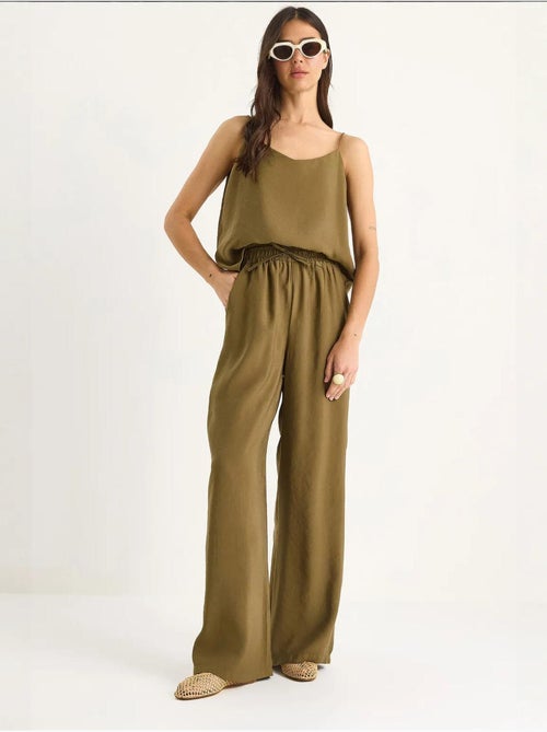 Conjunto coordenado com camisola sem mangas e calças de perna larga lucci - Kiabi