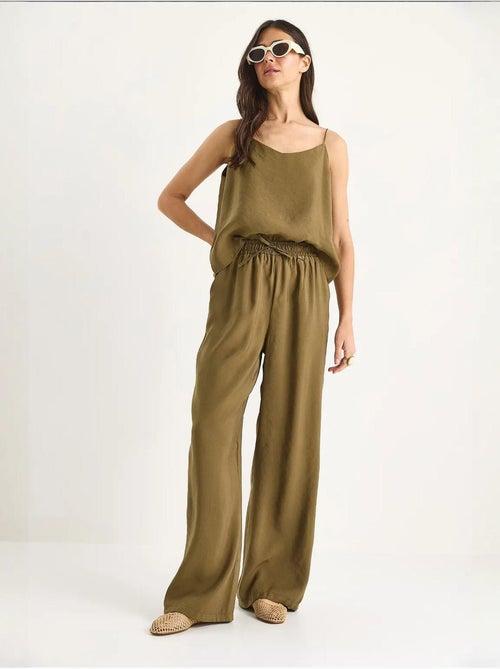 Conjunto coordenado com camisola sem mangas e calças de perna larga lucci - Kiabi
