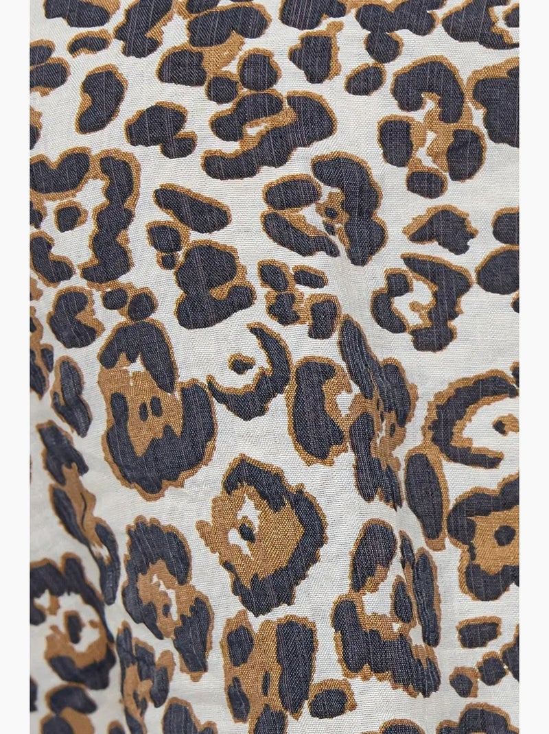 Conjunto coordenado com estampado animal, decote em v e cintura subida hiccup Multicolorido - Kiabi