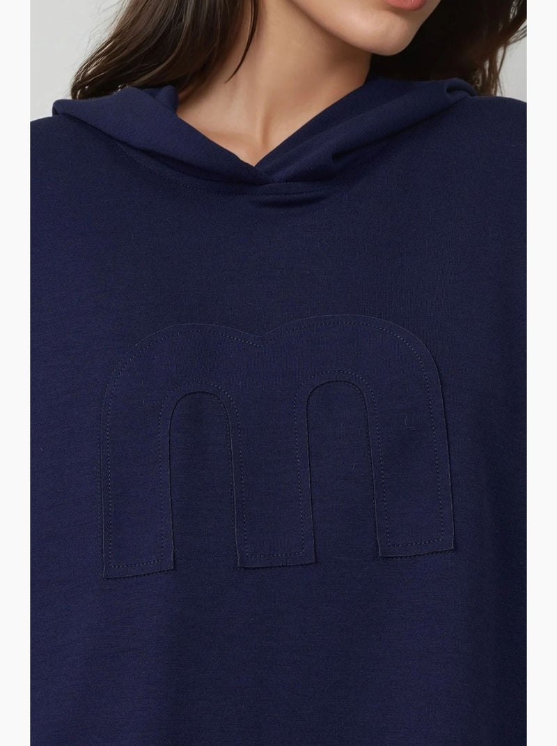 Conjunto coordenado de duas peças com capuz, oversized e cintura subida hiccup Azul-marinho - Kiabi