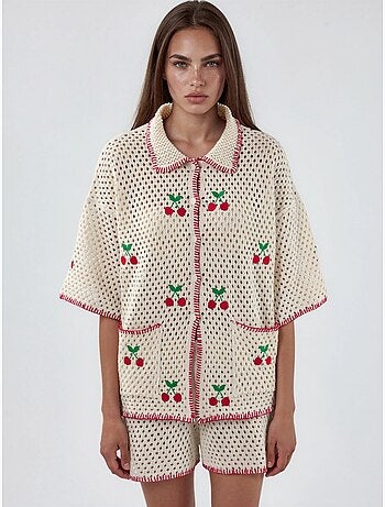 Conjunto coordenado de duas peças com gola polo bordada hiccup