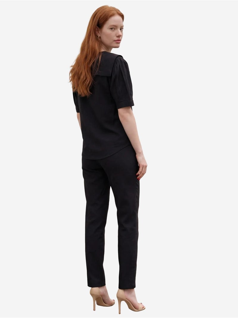 Conjunto coordenado de duas peças com gola xale e botões my fashion Preto - Kiabi