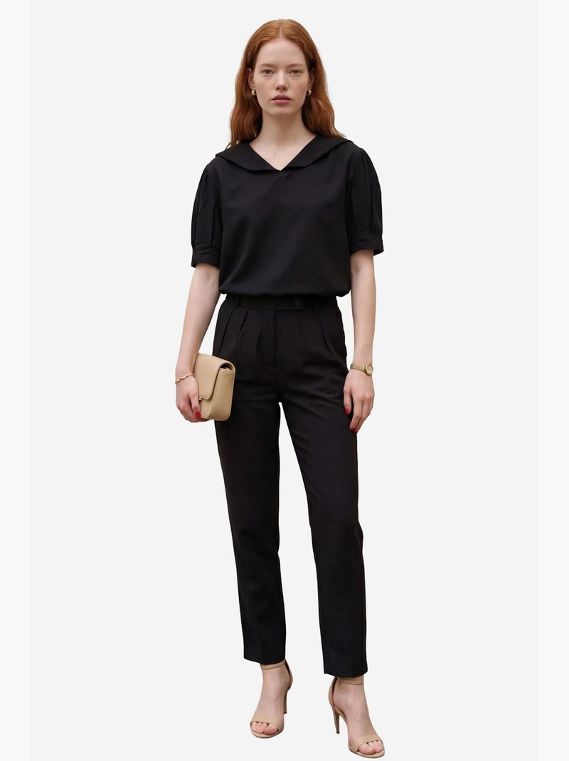 Conjunto coordenado de duas peças com gola xale e botões my fashion Preto - Kiabi