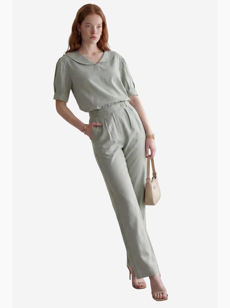 Conjunto coordenado de duas peças com gola xale e botões my fashion Verde pastel - Kiabi