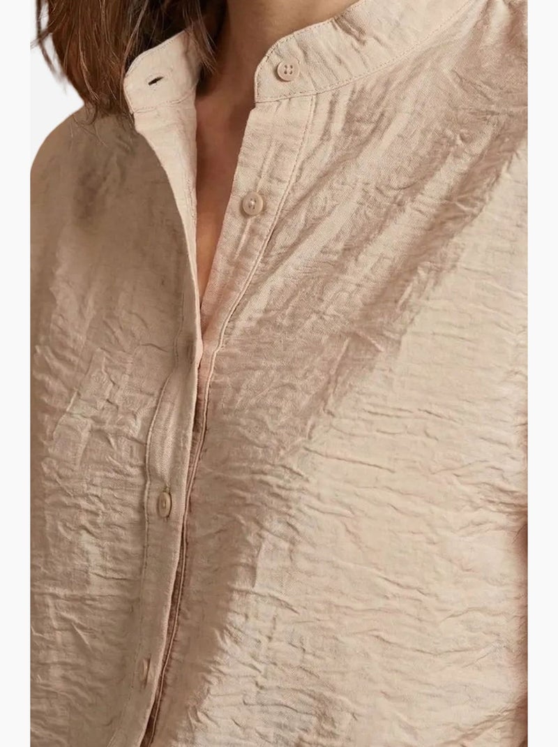 Conjunto coordenado de duas peças de cintura alta com perna larga my fashion Bege-argila - Kiabi