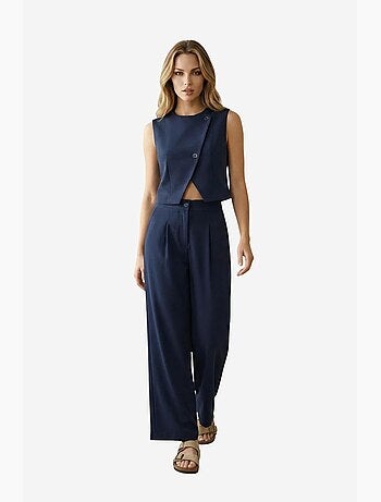 Conjunto coordenado de duas peças de cintura subida e perna larga my fashion