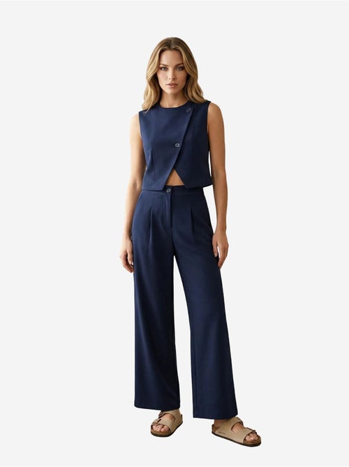 Conjunto coordenado de duas peças de cintura subida e perna larga my fashion - Kiabi Conjunto coordenado de duas peças de cintura subida e perna larga my fashion - Kiabi