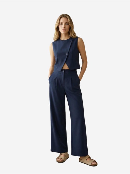 Conjunto coordenado de duas peças de cintura subida e perna larga my fashion - Kiabi Conjunto coordenado de duas peças de cintura subida e perna larga my fashion - Kiabi