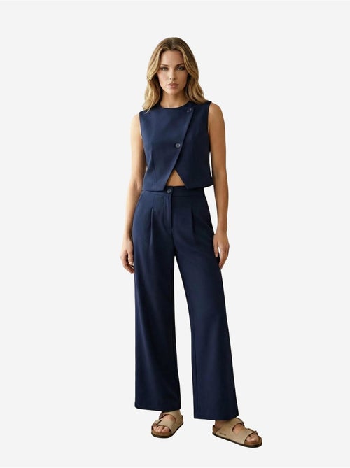 Conjunto coordenado de duas peças de cintura subida e perna larga my fashion - Kiabi Conjunto coordenado de duas peças de cintura subida e perna larga my fashion - Kiabi