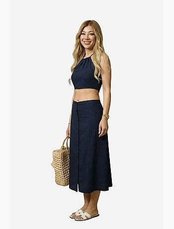 Conjunto coordenado de duas peças em algodão, viscose e linho my fashion