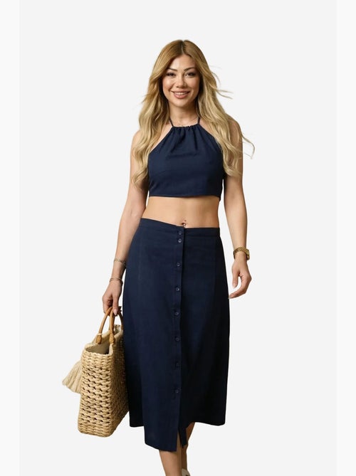 Conjunto coordenado de duas peças em algodão, viscose e linho my fashion - Kiabi Conjunto coordenado de duas peças em algodão, viscose e linho my fashion - Kiabi