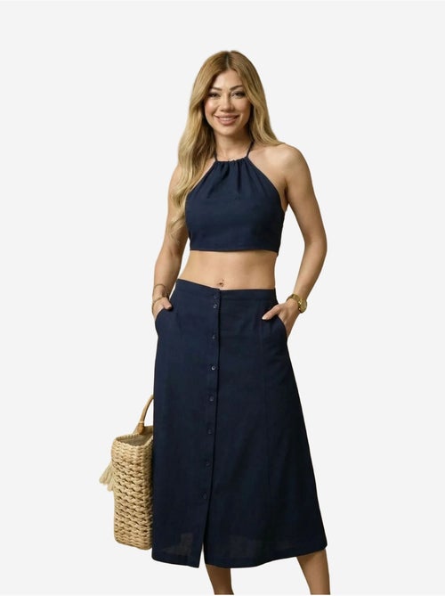 Conjunto coordenado de duas peças em algodão, viscose e linho my fashion - Kiabi Conjunto coordenado de duas peças em algodão, viscose e linho my fashion - Kiabi