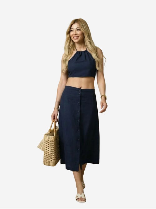 Conjunto coordenado de duas peças em algodão, viscose e linho my fashion - Kiabi Conjunto coordenado de duas peças em algodão, viscose e linho my fashion - Kiabi