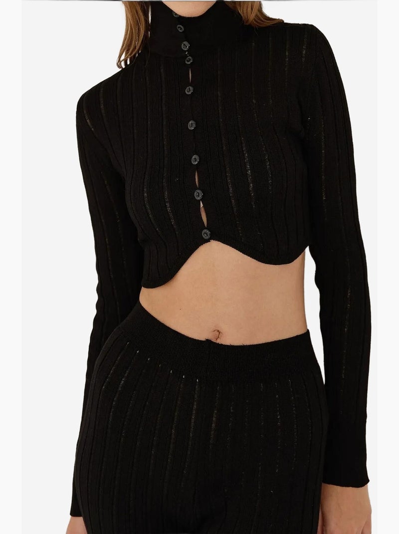 Conjunto coordenado de duas peças em malha hiccup Preto - Kiabi