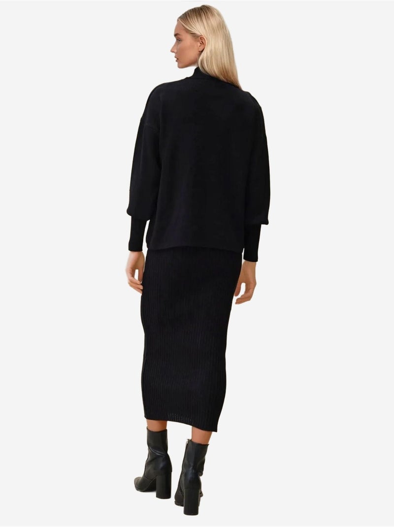 Conjunto coordenado de duas peças em malha hiccup Preto - Kiabi