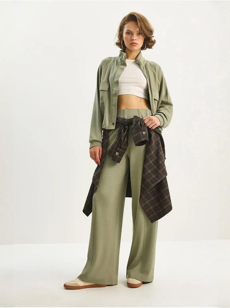 Conjunto coordenado de duas peças em mistura de viscose com casaco e calças lucci Verde menta - Kiabi