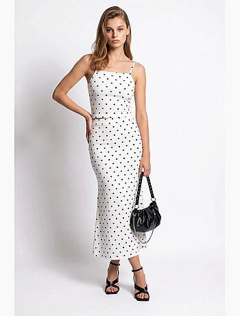 Conjunto coordenado de duas peças feminino de cintura alta com bolinhas mixray