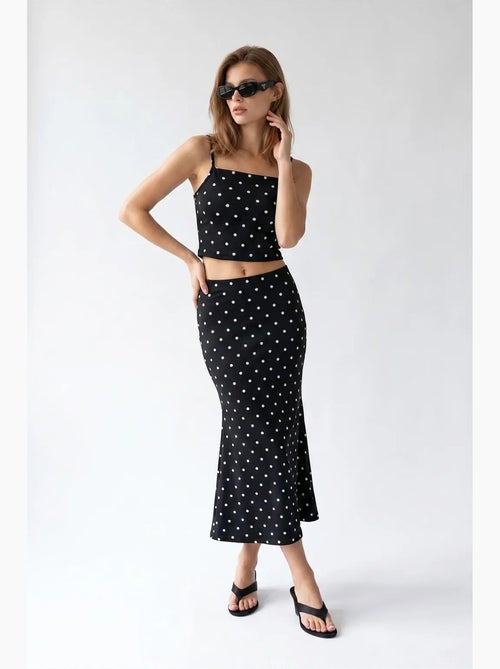 Conjunto coordenado de duas peças feminino de cintura alta com bolinhas mixray - Kiabi Conjunto coordenado de duas peças feminino de cintura alta com bolinhas mixray - Kiabi