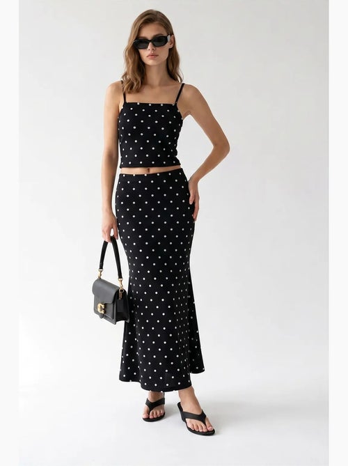 Conjunto coordenado de duas peças feminino de cintura alta com bolinhas mixray - Kiabi Conjunto coordenado de duas peças feminino de cintura alta com bolinhas mixray - Kiabi
