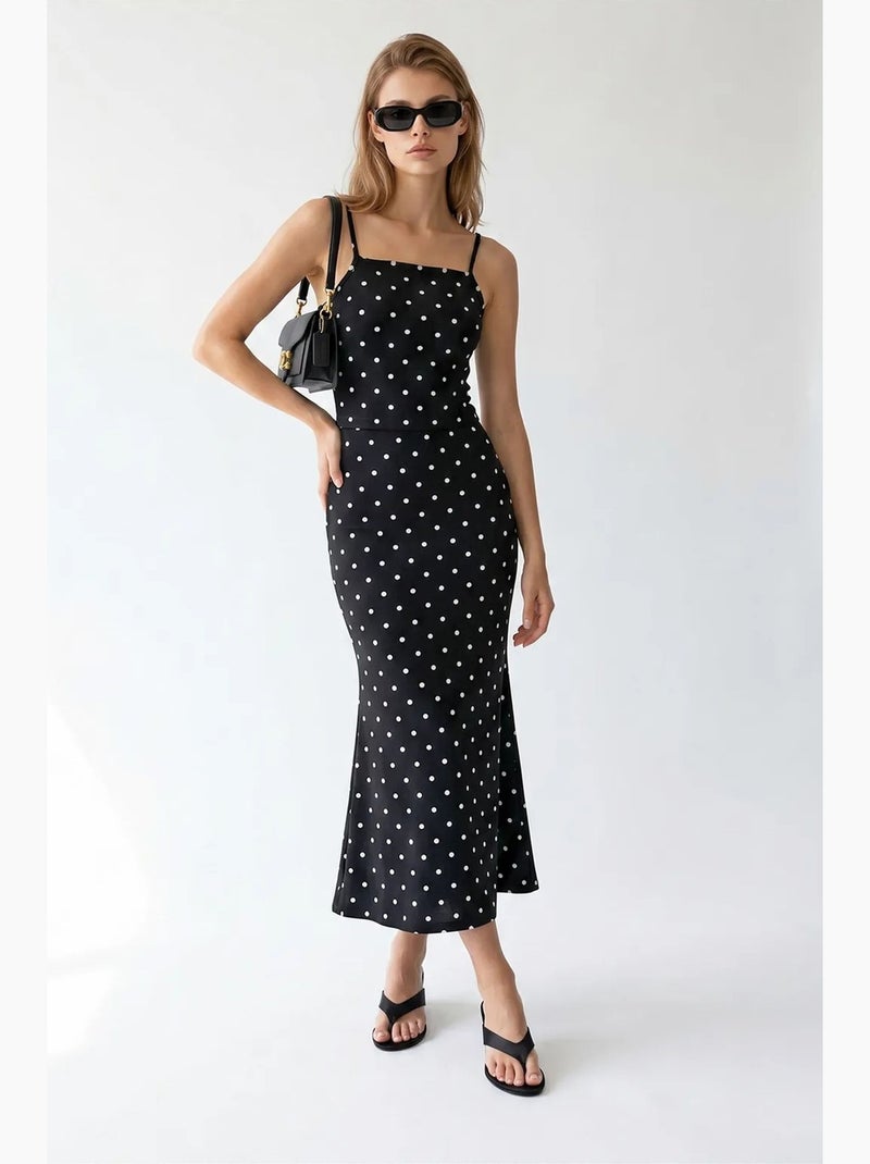 Conjunto coordenado de duas peças feminino de cintura alta com bolinhas mixray Preto - Kiabi