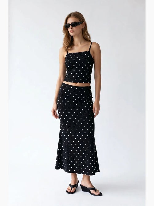 Conjunto coordenado de duas peças feminino de cintura alta com bolinhas mixray - Kiabi Conjunto coordenado de duas peças feminino de cintura alta com bolinhas mixray - Kiabi