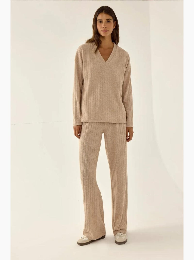 Conjunto coordenado de loungewear bege hiccup Bege natural - Kiabi