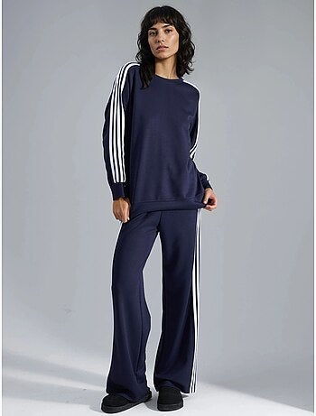 Conjunto coordenado de sweatshirt às riscas com gola redonda e calças de perna reta hiccup