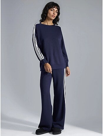 Conjunto coordenado de sweatshirt às riscas com gola redonda e calças de perna reta hiccup