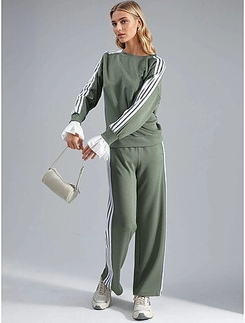 Conjunto coordenado de sweatshirt às riscas com gola redonda e calças de perna reta hiccup