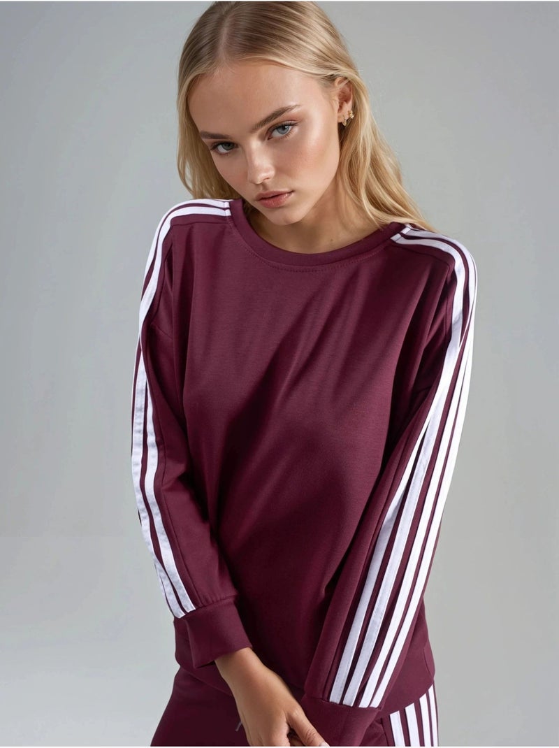 Conjunto coordenado de sweatshirt às riscas com gola redonda e calças de perna reta hiccup Vermelho bordô - Kiabi