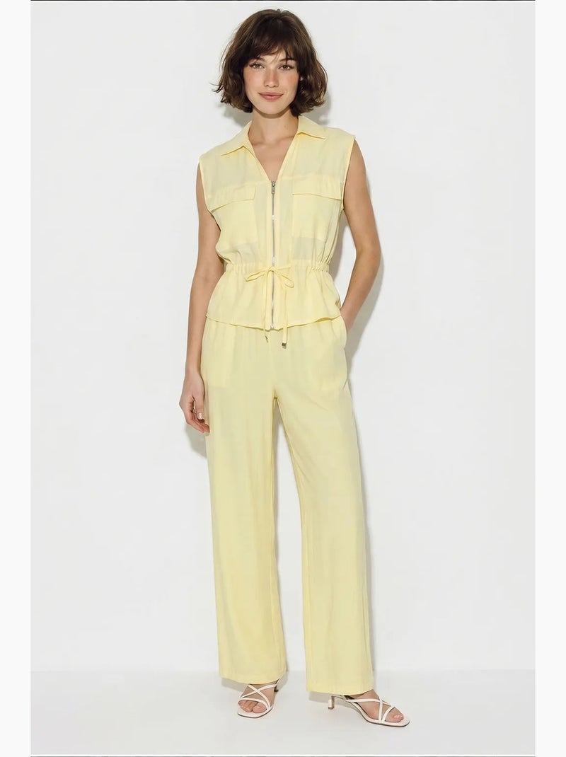 Conjunto coordenado elegante de duas peças com colete e calça larga lucci Amarelo-limão - Kiabi
