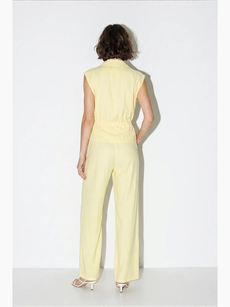 Conjunto coordenado elegante de duas peças com colete e calça larga lucci Amarelo-limão - Kiabi