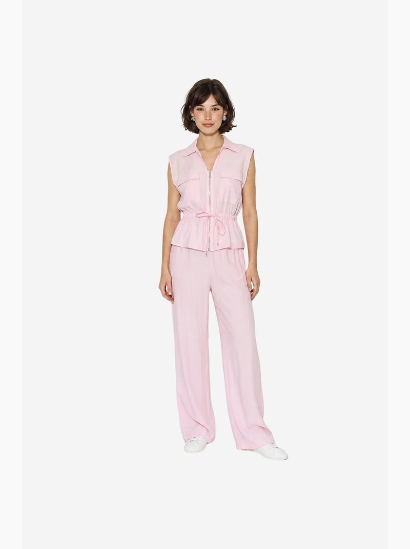 Conjunto coordenado elegante de duas peças com colete e calça larga lucci Rosa-claro - Kiabi