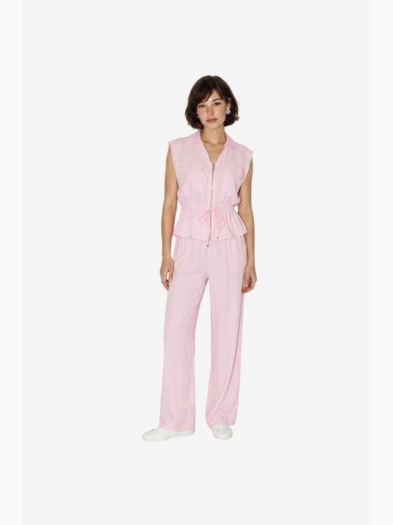 Conjunto coordenado elegante de duas peças com colete e calça larga lucci Rosa-claro - Kiabi
