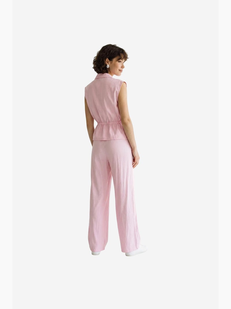 Conjunto coordenado elegante de duas peças com colete e calça larga lucci Rosa-claro - Kiabi