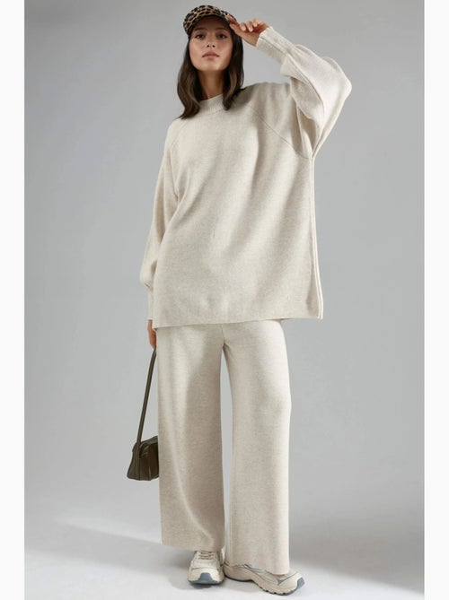 Conjunto coordenado em malha de camisola e calças de corte largo my fashion - Kiabi