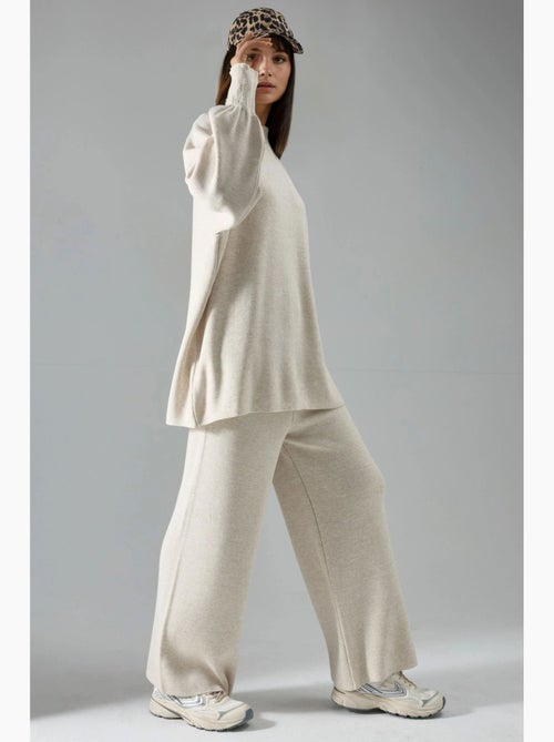 Conjunto coordenado em malha de camisola e calças de corte largo my fashion - Kiabi