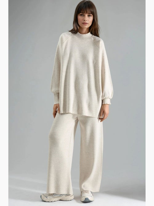 Conjunto coordenado em malha de camisola e calças de corte largo my fashion - Kiabi