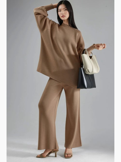 Conjunto coordenado em malha de camisola e calças de corte largo my fashion - Kiabi