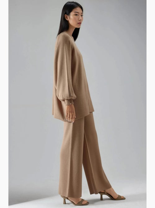 Conjunto coordenado em malha de camisola e calças de corte largo my fashion - Kiabi