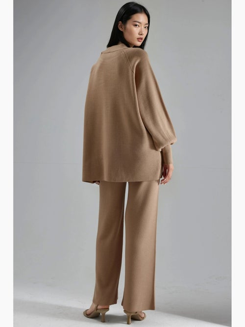 Conjunto coordenado em malha de camisola e calças de corte largo my fashion - Kiabi