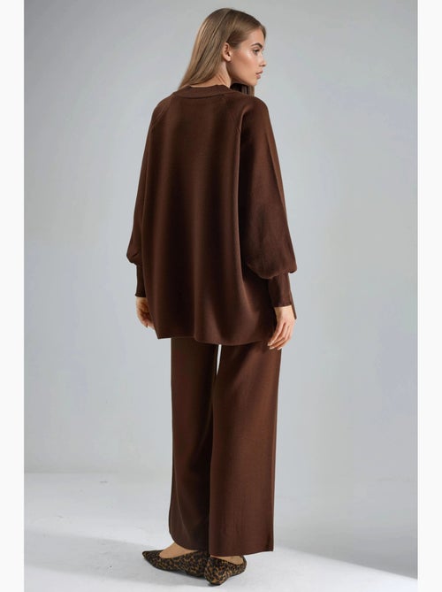 Conjunto coordenado em malha de camisola e calças de corte largo my fashion - Kiabi