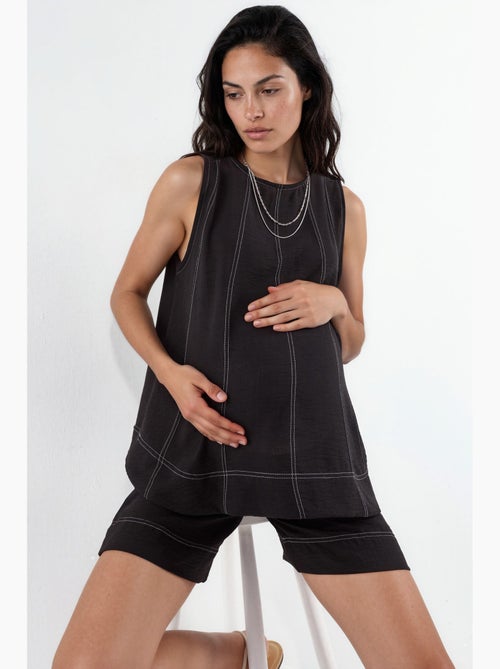 Conjunto coordenado relax fit com detalhes de pesponto hiccup - Kiabi Conjunto coordenado relax fit com detalhes de pesponto hiccup - Kiabi