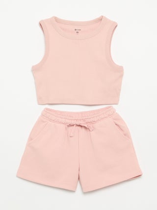 Conjunto curto de calções e top sem mangas - 2 peças