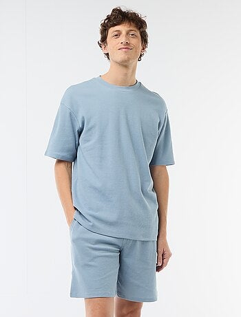 Conjunto curto de pijama em favo de mel - 2 peças