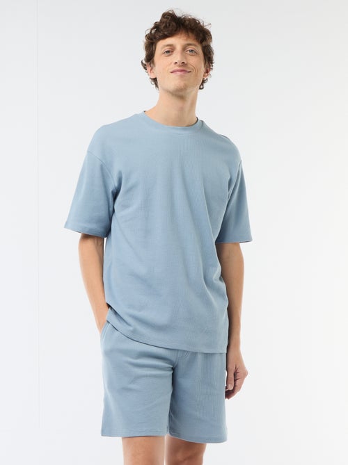 Conjunto curto de pijama em favo de mel - 2 peças - Kiabi