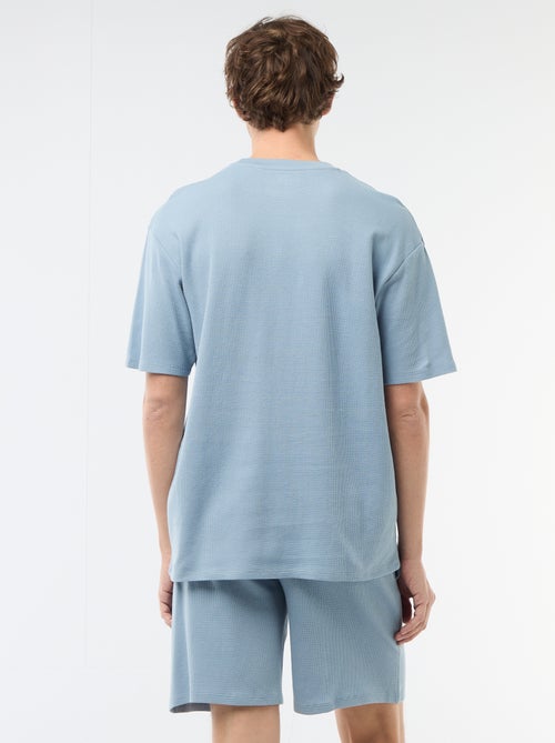 Conjunto curto de pijama em favo de mel - 2 peças - Kiabi