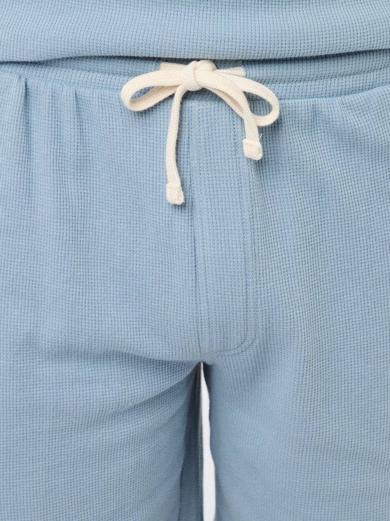 Conjunto curto de pijama em favo de mel - 2 peças Azul - Kiabi