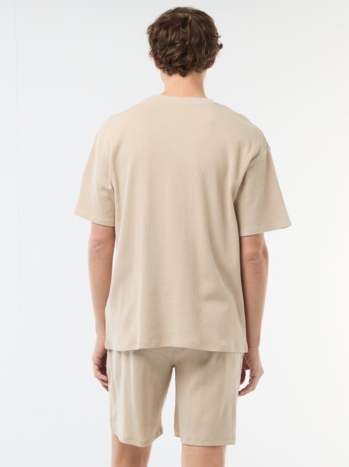 Conjunto curto de pijama em favo de mel - 2 peças - Kiabi