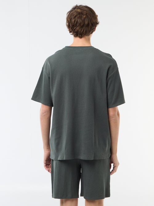 Conjunto curto de pijama em favo de mel - 2 peças - Kiabi